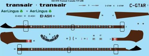 144-1174 Transair Canada 737-248 Laser decal