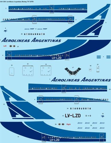 144-1201 Aerolineas Argentinas 747-287B laser decal