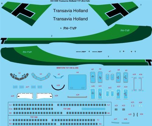 144-1140 Transavia 737-200 laser decal with screen print details