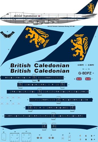 144-1237 British Caledonian 747-148 Laser decal